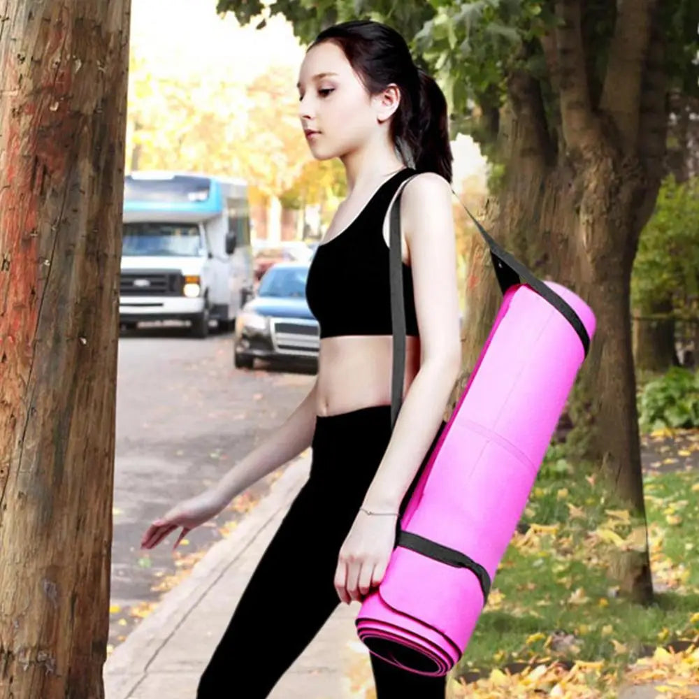 Adjustable Yoga Mat Strap Yoga Mat Bundle Strap Shoulder Straps Sports Stretch Strap Floor Mat Storage Carrying Strap Black