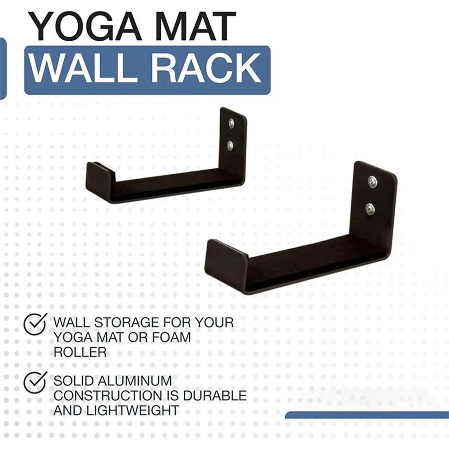Yoga Mat Storage Rack Wall Mount Holder Exercise Mat Hanger Foam Roller Wall Hooks Gym Organizer for Hanging Fitness Bands Yoga