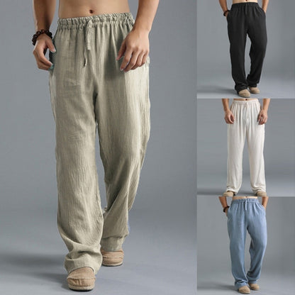 Mens Summer Casual Cotton Linen Loose Drawstring Yoga Pants Trousers  Men Clothing  Pantalones De Hombre Mens Pants