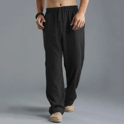 Mens Summer Casual Cotton Linen Loose Drawstring Yoga Pants Trousers  Men Clothing  Pantalones De Hombre Mens Pants