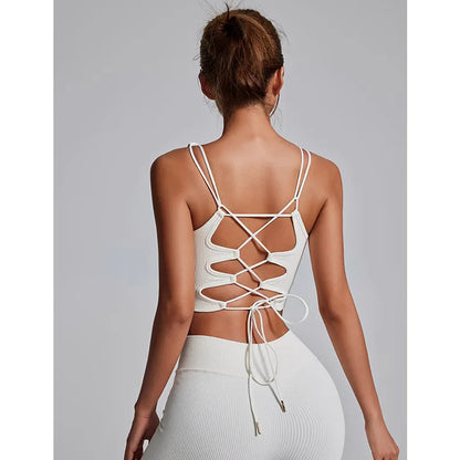 Yoga Sports Bras for Women Open Back Design Padded Crop Top Fitness Push Up Workout Running Gym Tops