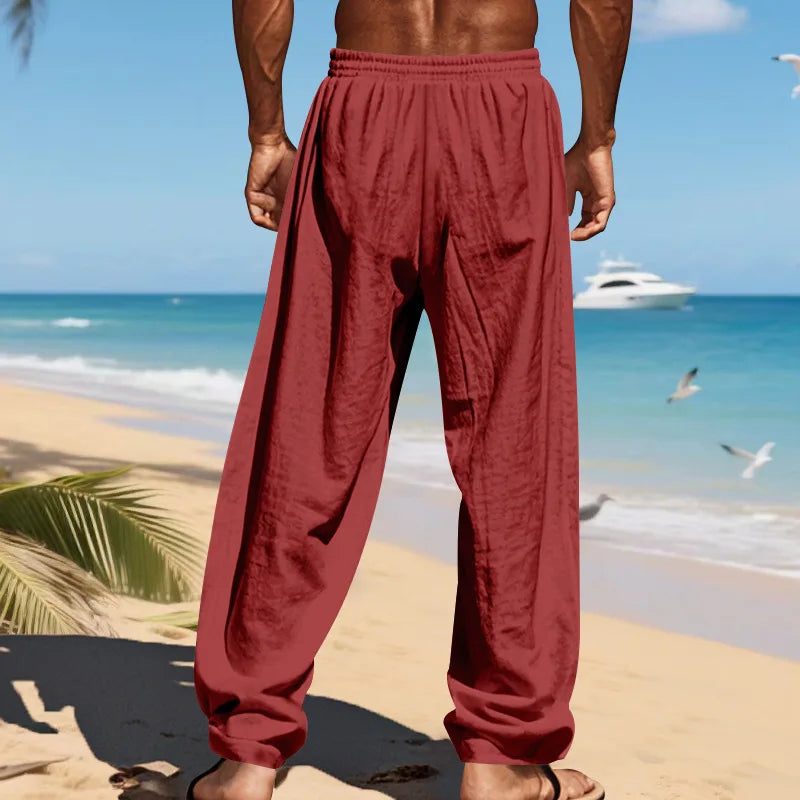 Men's 16-Color Breathable Linen Yoga Pants Loose Casual Sportswear for Spring/Summer 2025 European And American Style