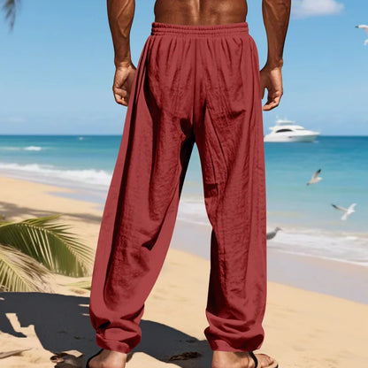 Men's 16-Color Breathable Linen Yoga Pants Loose Casual Sportswear for Spring/Summer 2025 European And American Style