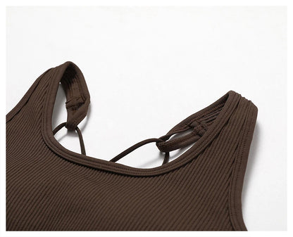 Yoga Sports Bras for Women Open Back Design Padded Crop Top Fitness Push Up Workout Running Gym Tops