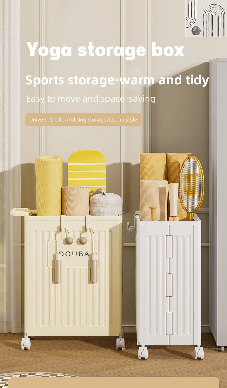 Yoga Mat Folding Storage With Wheels Workout Equipment Corner Storage Organizer Home Yoga Mat Holder Gym Organizer Box