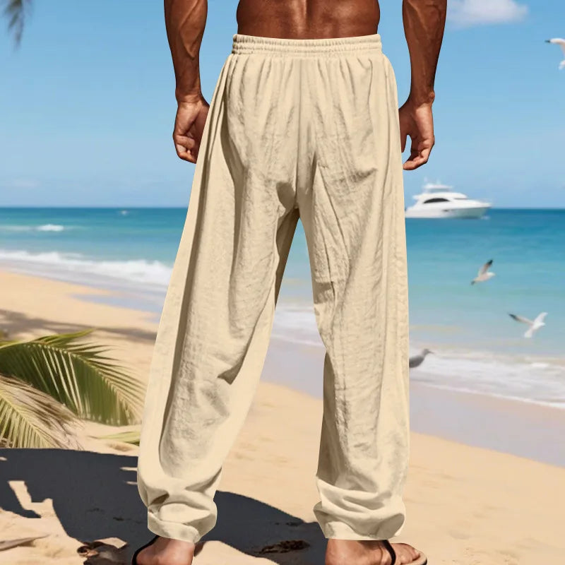 Men's 16-Color Breathable Linen Yoga Pants Loose Casual Sportswear for Spring/Summer 2025 European And American Style