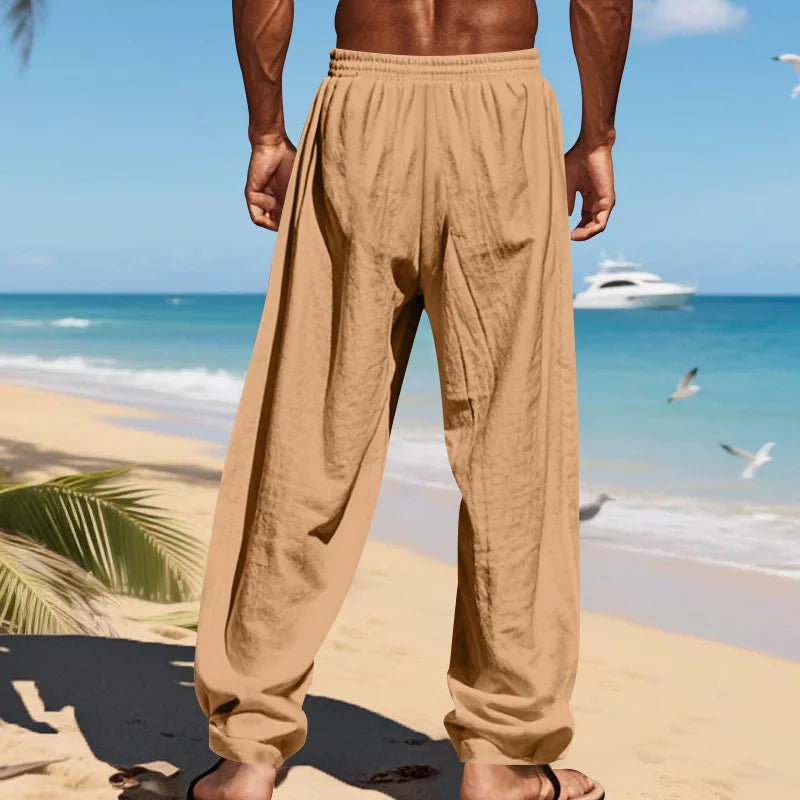 Men's 16-Color Breathable Linen Yoga Pants Loose Casual Sportswear for Spring/Summer 2025 European And American Style