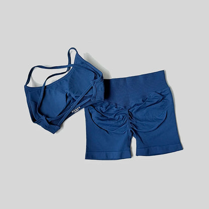 Yoga Set Workout Sets Women Tracksuit Gym Push Up Fitness Running Workout Sportswear Back Cross Sport Bra Leggings Shorts Suit