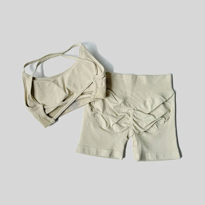 Yoga Set Workout Sets Women Tracksuit Gym Push Up Fitness Running Workout Sportswear Back Cross Sport Bra Leggings Shorts Suit