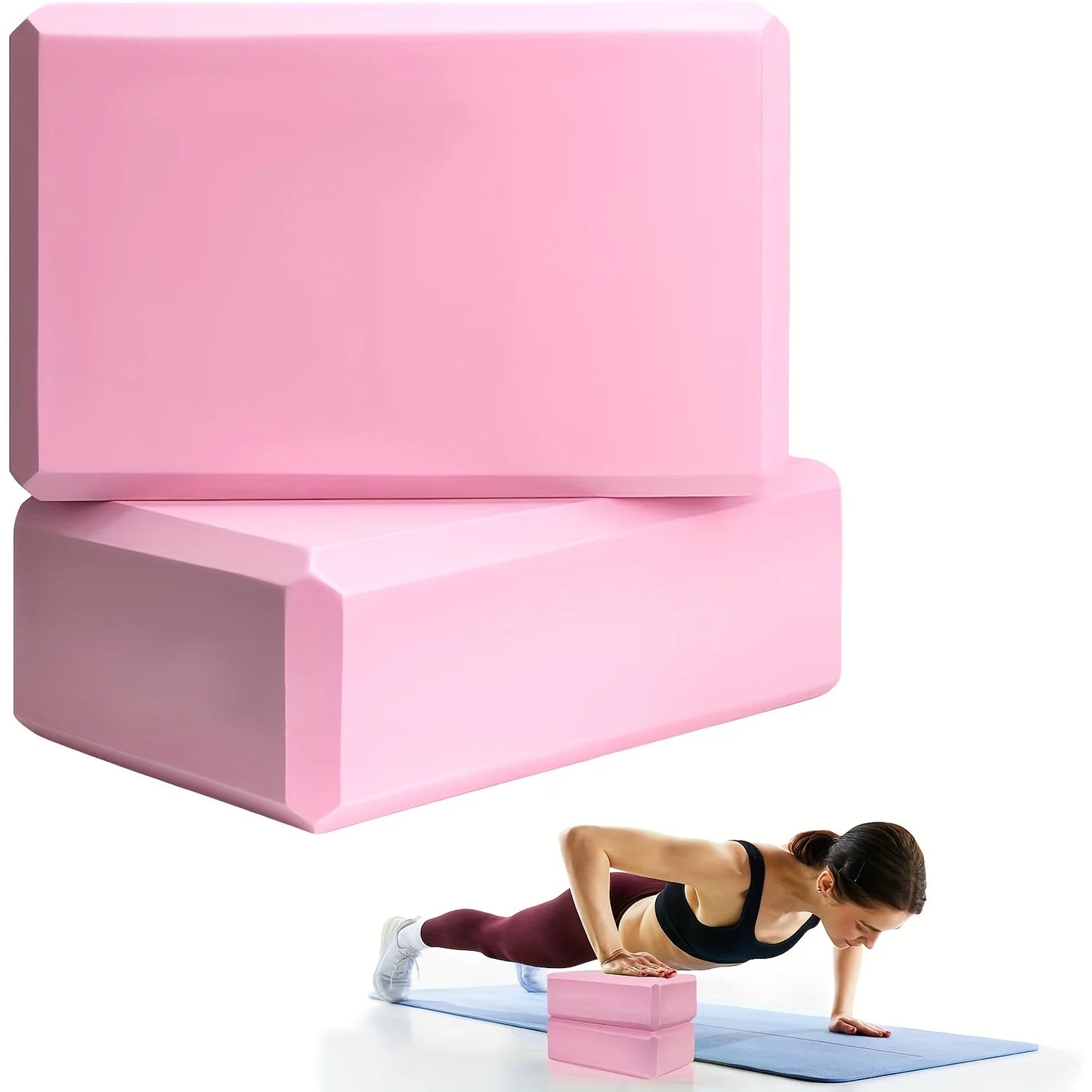 Set of 2 Yoga Blocks - Made from High-Density Foam, Lightweight, Supportive, And Odor-Free - Essential Yoga Gear for Women, Gym