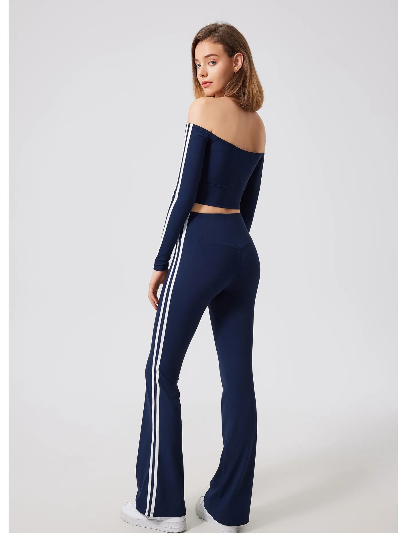 Yoga Tops for Women Long Sleeve Workout Shirts Gym T-shirts Off Shoulder Jogging Tights Activewear