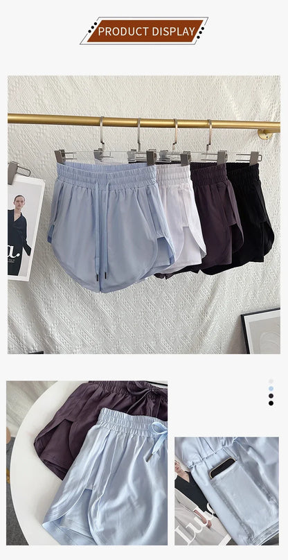 Yoga Sports Women Shorts High Waist Double Layered Quick-Dry Breathable Athletic Shorts Outdoor Leisure Running Fitness Shorts