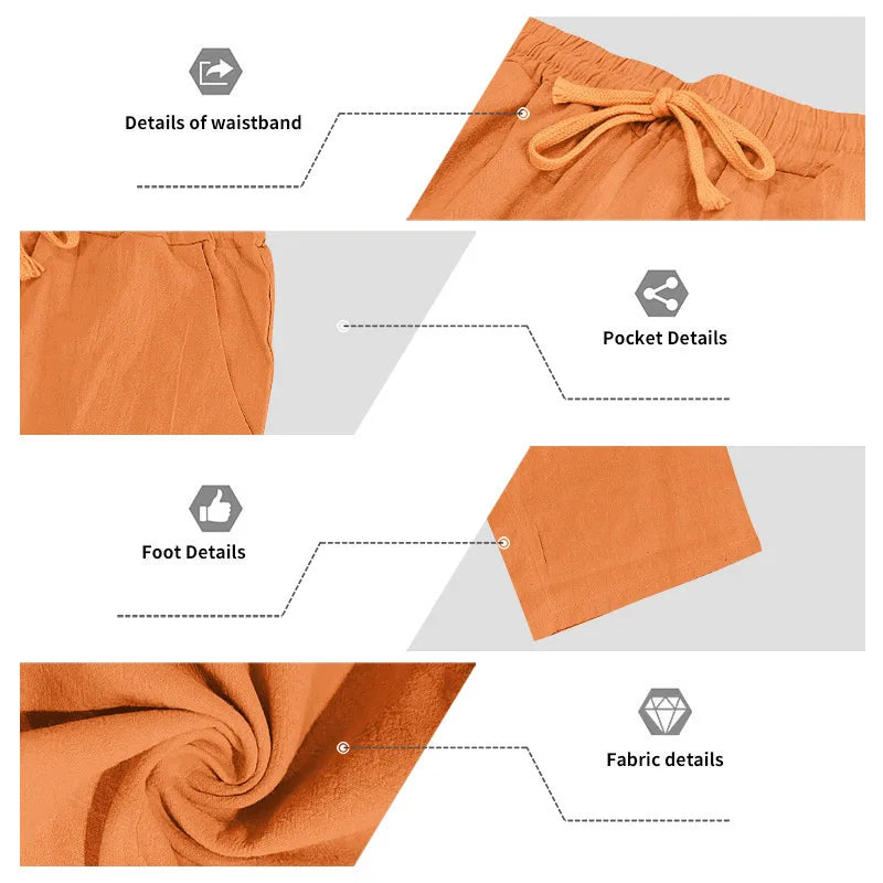 Men's 16-Color Breathable Linen Yoga Pants Loose Casual Sportswear for Spring/Summer 2025 European And American Style