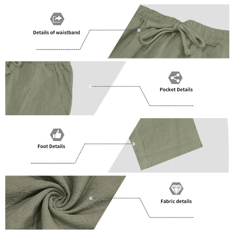 Men's 16-Color Breathable Linen Yoga Pants Loose Casual Sportswear for Spring/Summer 2025 European And American Style