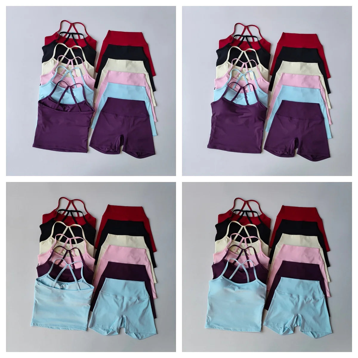 Women's Brushed Yoga Set with Padded Sports Bra & High Waisted Shorts Comfort Workout Outfit Matching Lounge Set