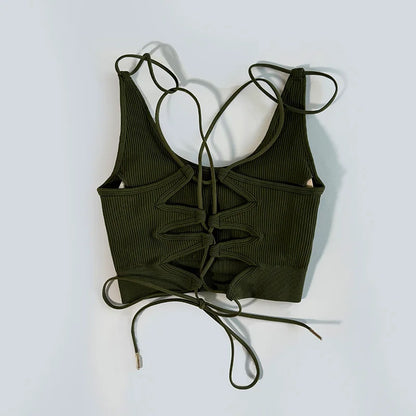 Yoga Sports Bras for Women Open Back Design Padded Crop Top Fitness Push Up Workout Running Gym Tops