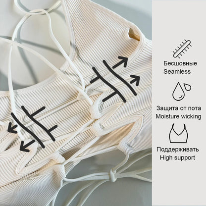 Yoga Sports Bras for Women Open Back Design Padded Crop Top Fitness Push Up Workout Running Gym Tops