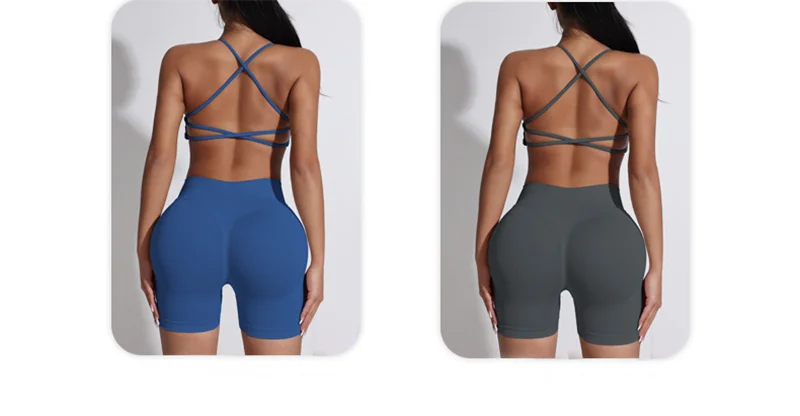 Yoga Set Workout Sets Women Tracksuit Gym Push Up Fitness Running Workout Sportswear Back Cross Sport Bra Leggings Shorts Suit