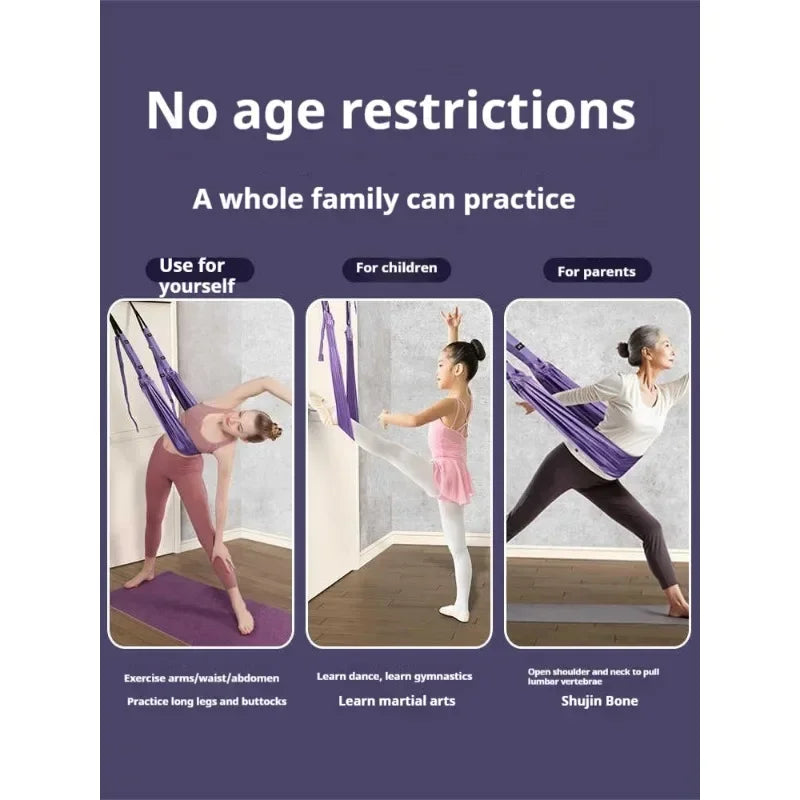 Yoga Aerial Silk Set Woman Hammock Back Legs Stretching Swing Pilates Accessories Elastic Fitness Belt Home Gym Equipment