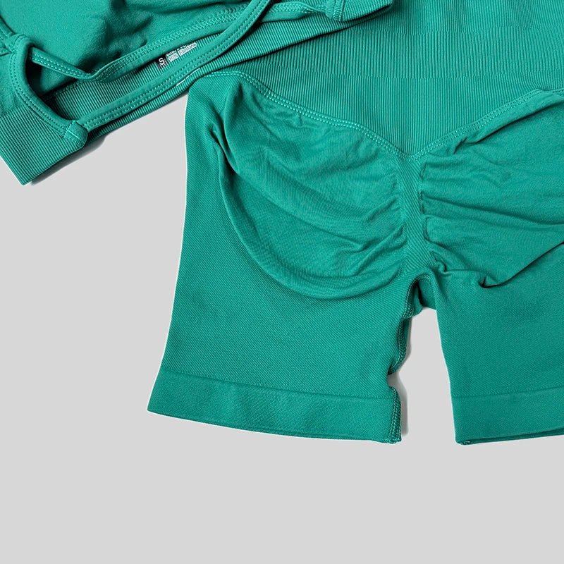 Yoga Set Workout Sets Women Tracksuit Gym Push Up Fitness Running Workout Sportswear Back Cross Sport Bra Leggings Shorts Suit