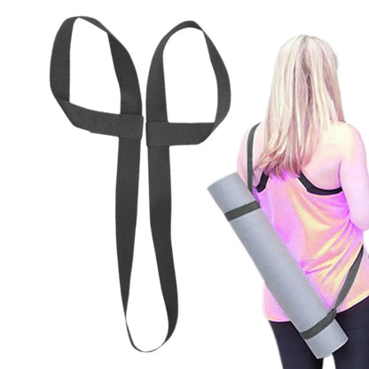 Adjustable Yoga Mat Strap Yoga Mat Bundle Strap Shoulder Straps Sports Stretch Strap Floor Mat Storage Carrying Strap Black
