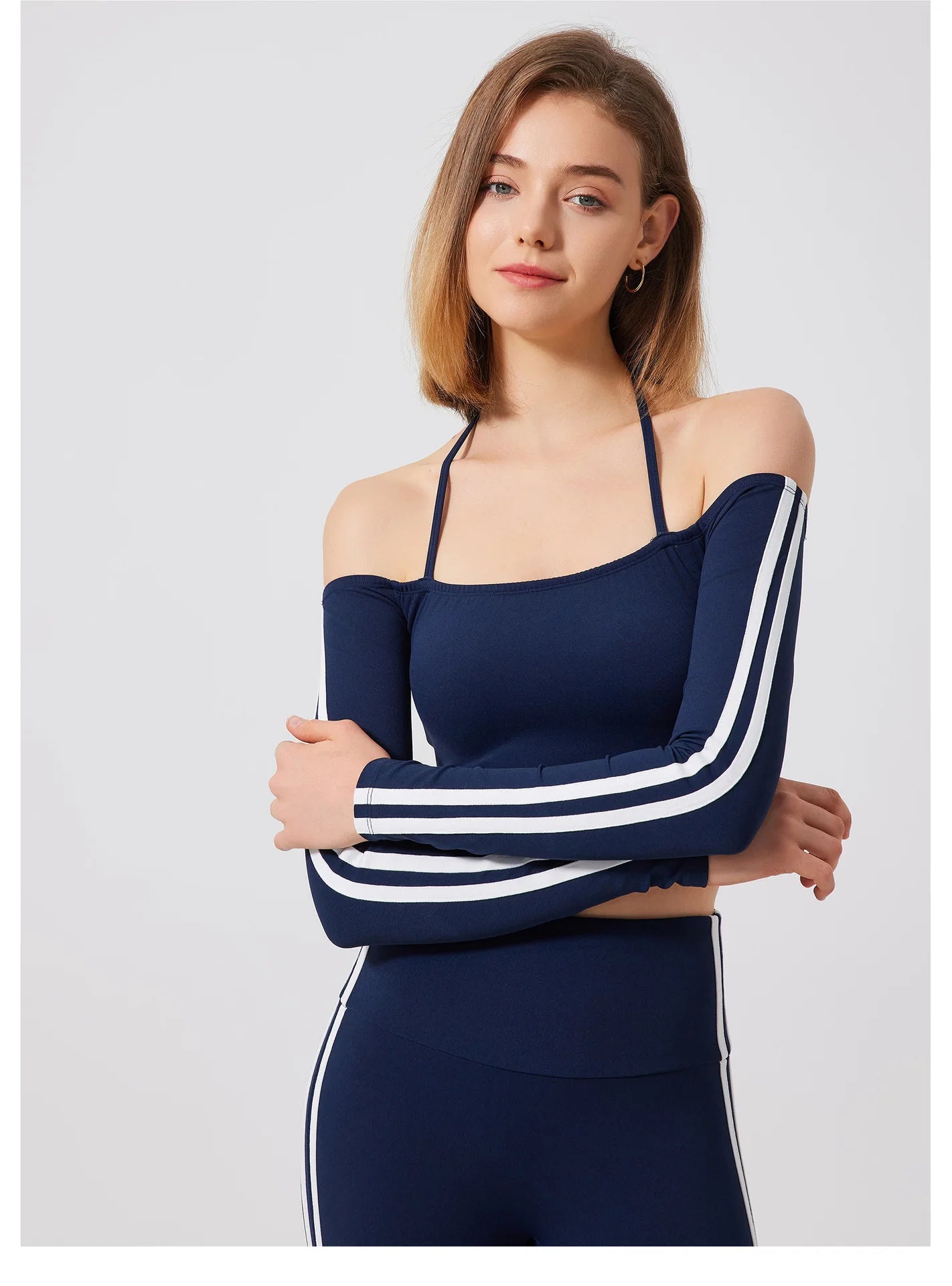 Yoga Tops for Women Long Sleeve Workout Shirts Gym T-shirts Off Shoulder Jogging Tights Activewear