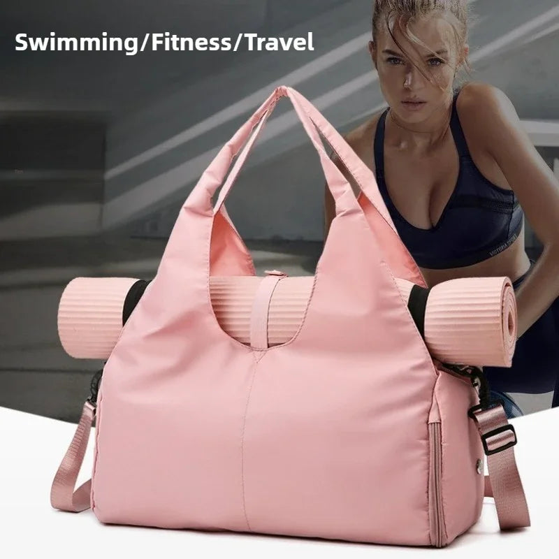 Yoga Mat Gym Bag For Women Sports Handbags Travel Fitness Tote Bag Yoga Swimming Shoulder Bag Large Capacity With Shoulder Strap