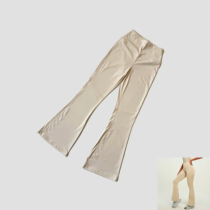 Yoga Pants For Women Hip Lifting Nude Feel Casual Wide Leg High Waist Scrunch Skin Friendly Sports Fashion Trousers