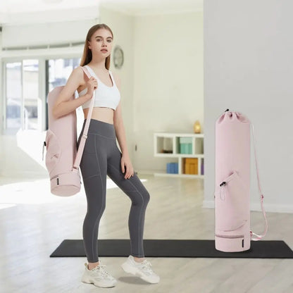Yoga Backpack Large Capacity Yoga Mat Bag Adjustable Shoulder Straps Drawstring Breathable Sports Bag Waterproof Portable Gym