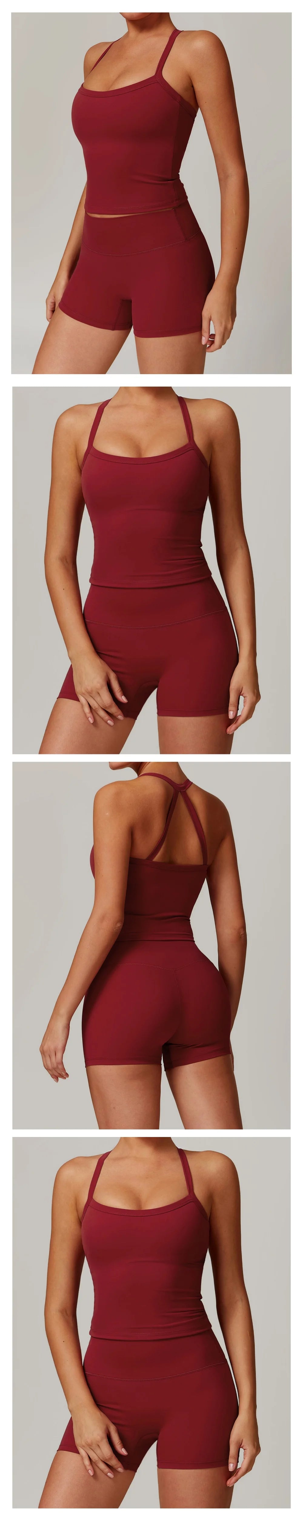 Women's Brushed Yoga Set with Padded Sports Bra & High Waisted Shorts Comfort Workout Outfit Matching Lounge Set