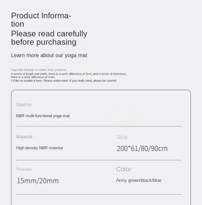 200*90cm Thick 20mm Men's Gym Mat Beginner Yoga Mat Thickened Widened and Lengthened Non-slip Sports Yoga Mat for Home