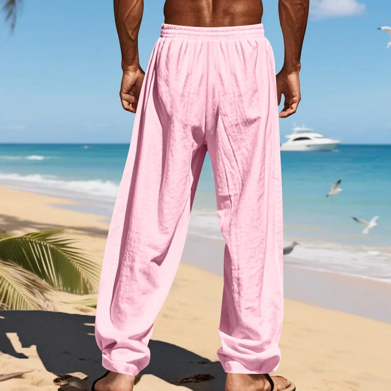 Men's 16-Color Breathable Linen Yoga Pants Loose Casual Sportswear for Spring/Summer 2025 European And American Style