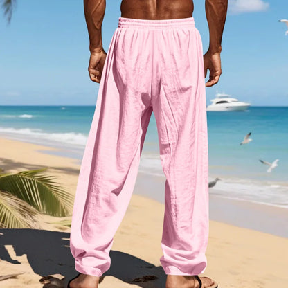 Men's 16-Color Breathable Linen Yoga Pants Loose Casual Sportswear for Spring/Summer 2025 European And American Style