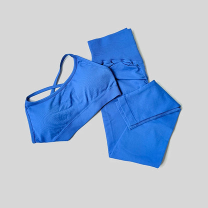 Yoga Set Workout Sets Women Tracksuit Gym Push Up Fitness Running Workout Sportswear Back Cross Sport Bra Leggings Shorts Suit