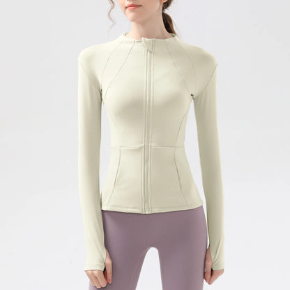 New yoga clothes for women, long sleeved running, fitness, slimming, versatile yoga jackets, training sports tops, jackets