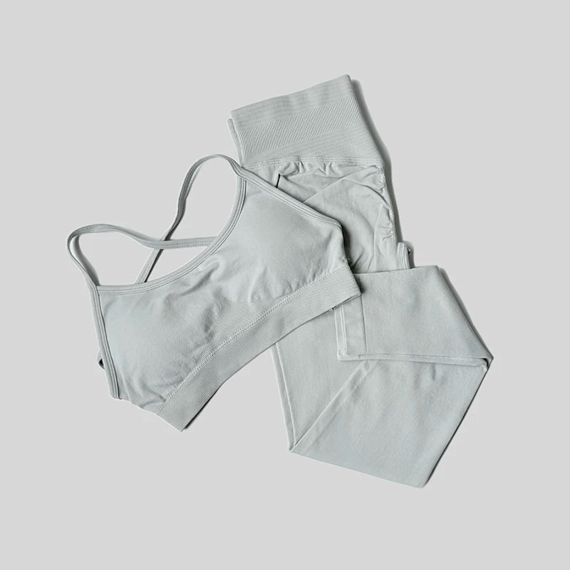 Yoga Set Workout Sets Women Tracksuit Gym Push Up Fitness Running Workout Sportswear Back Cross Sport Bra Leggings Shorts Suit