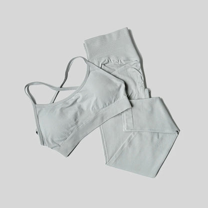 Yoga Set Workout Sets Women Tracksuit Gym Push Up Fitness Running Workout Sportswear Back Cross Sport Bra Leggings Shorts Suit