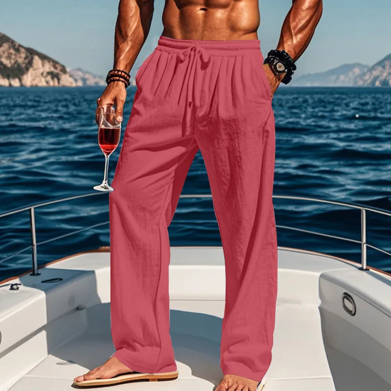 Men's 16-Color Breathable Linen Yoga Pants Loose Casual Sportswear for Spring/Summer 2025 European And American Style