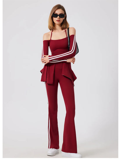 Yoga Tops for Women Long Sleeve Workout Shirts Gym T-shirts Off Shoulder Jogging Tights Activewear