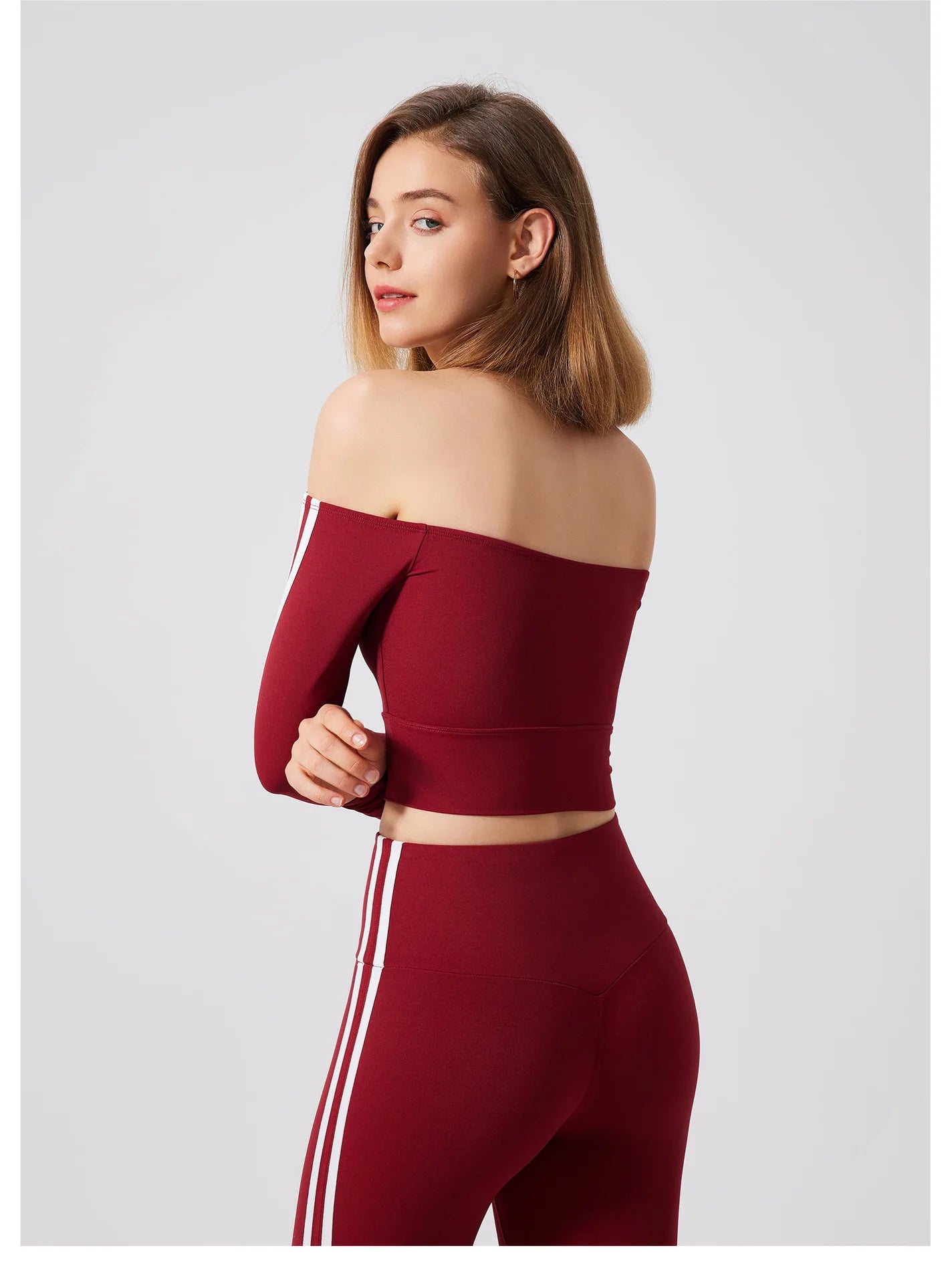 Yoga Tops for Women Long Sleeve Workout Shirts Gym T-shirts Off Shoulder Jogging Tights Activewear