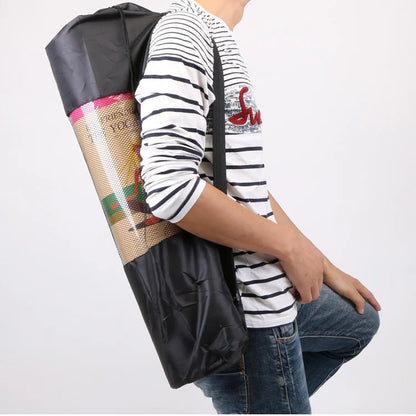 Yoga Mat Carry Bag Drawstring Shoulder Strap Oxford Fabric With Mesh Pocket Portable Yoga Equipment Storage Bag