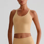 Women's Nude Yoga Wear Sexy Crossover Back Top Detachable Chest Pads Breathable Quick-drying Athletic Fitness Running Clothes