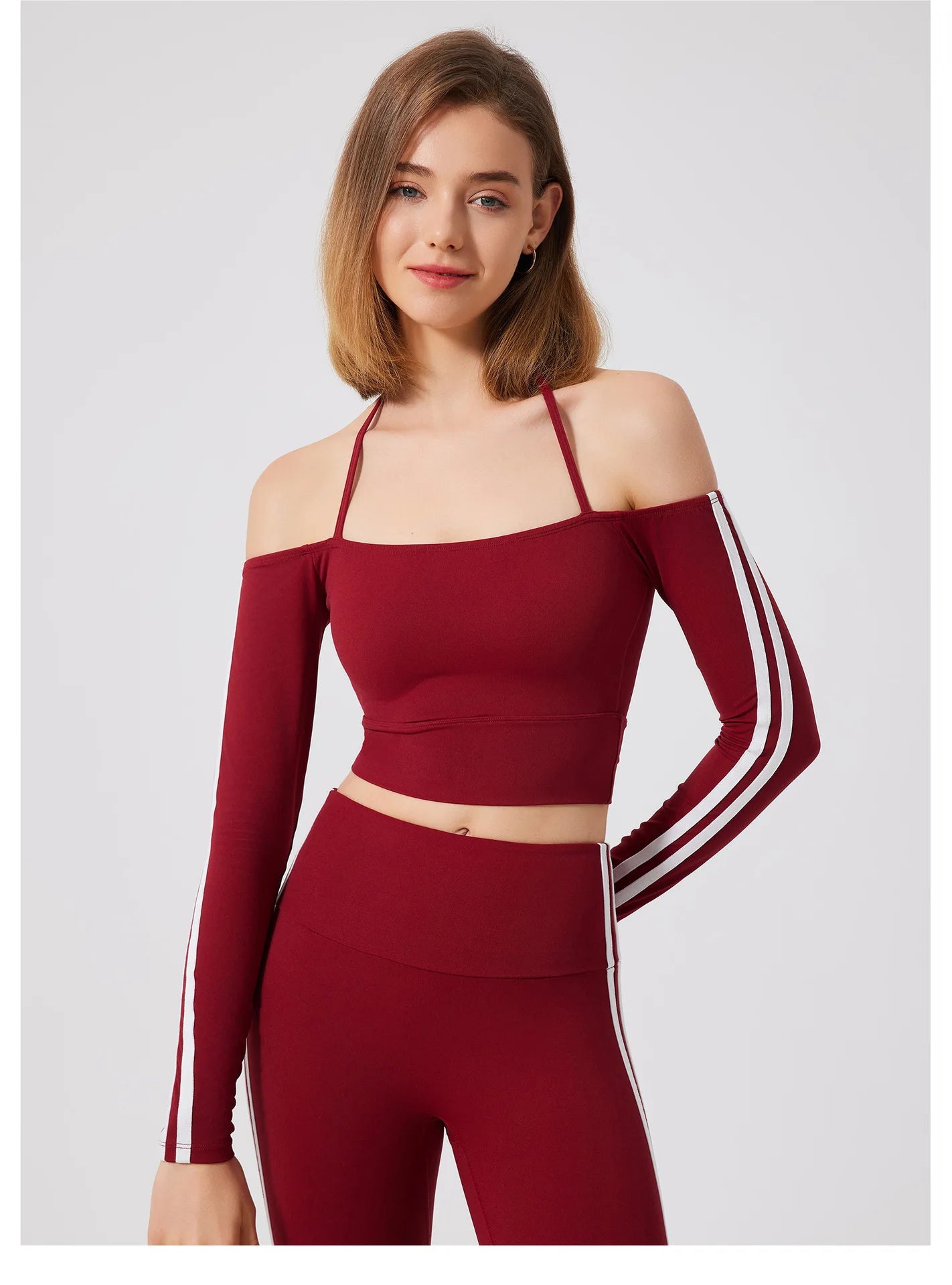 Yoga Tops for Women Long Sleeve Workout Shirts Gym T-shirts Off Shoulder Jogging Tights Activewear