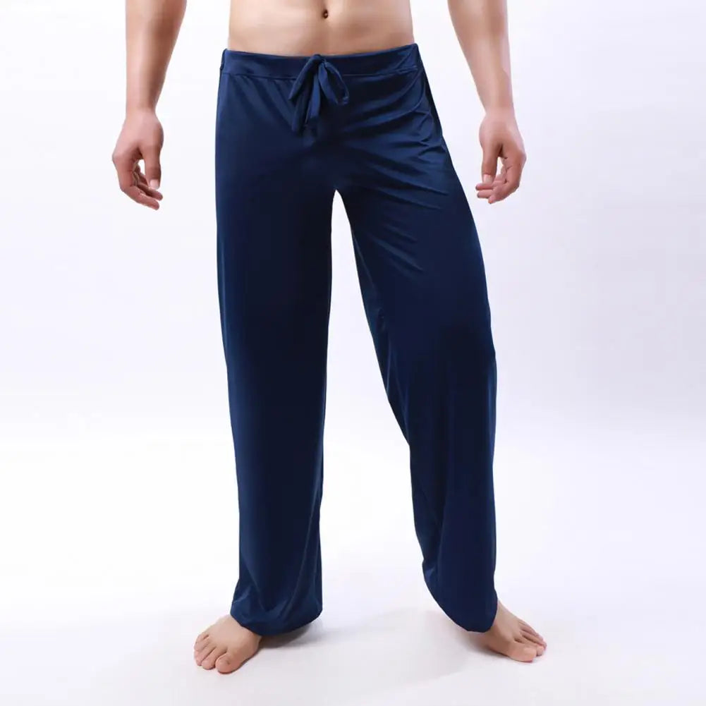Men Yoga Pants Solid Color Elastic Waistband Low-waisted Trousers Fitness Training Joggers Loose Slacks Beach Casual Sport Pants
