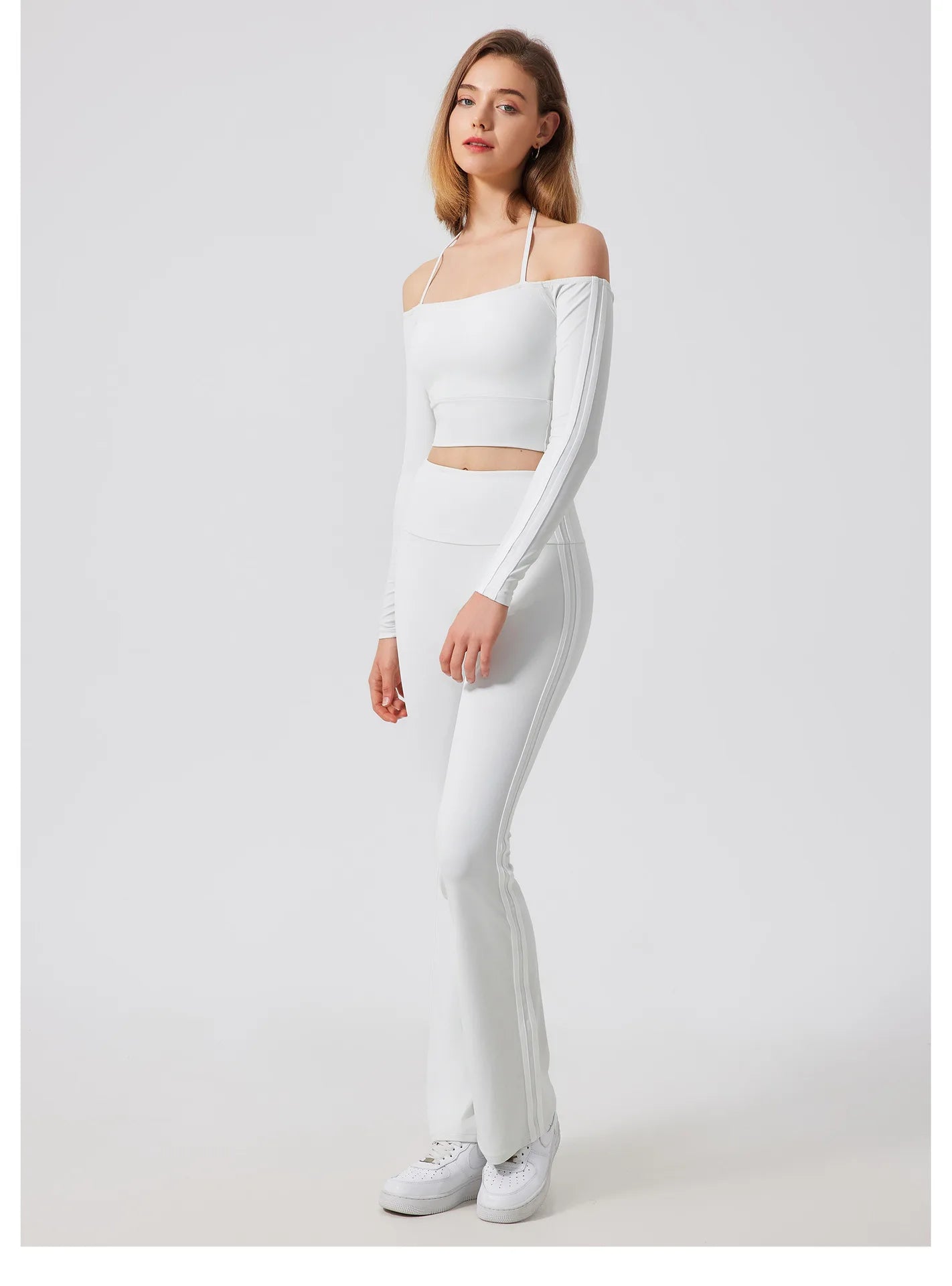 Yoga Tops for Women Long Sleeve Workout Shirts Gym T-shirts Off Shoulder Jogging Tights Activewear