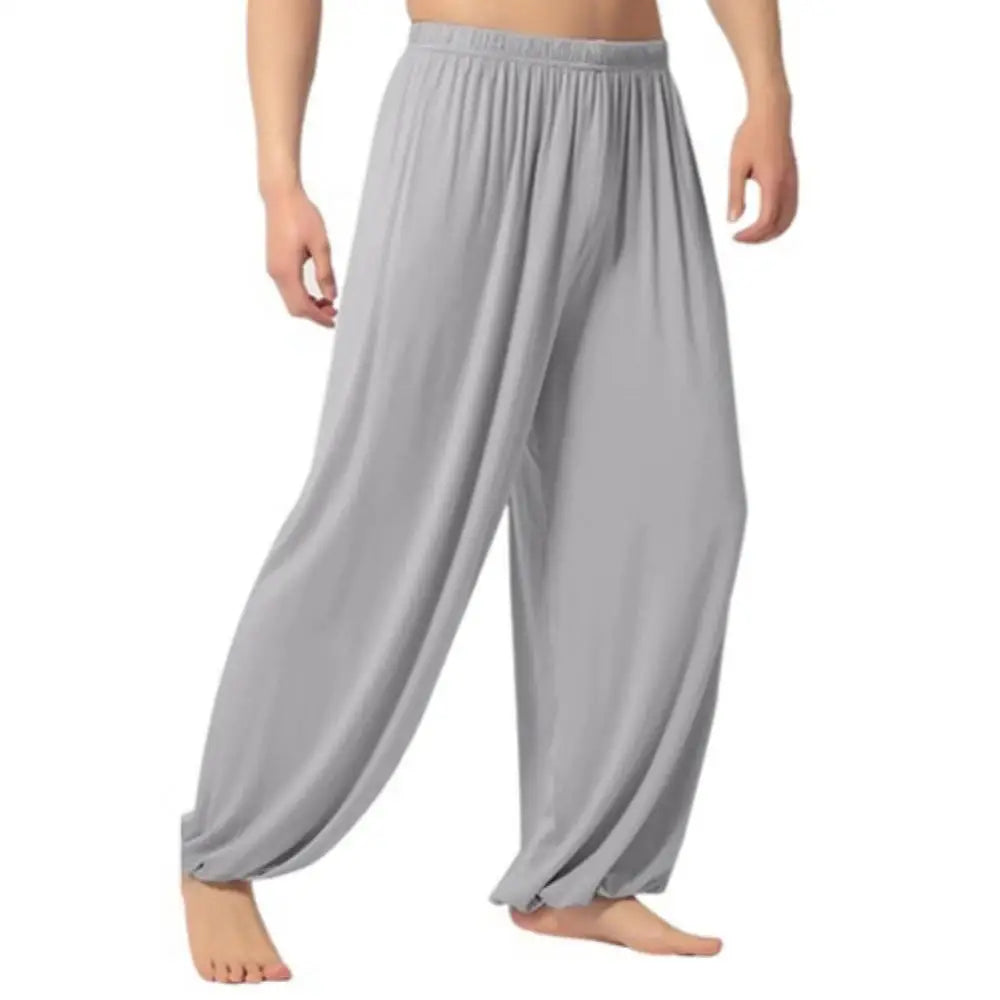 Men's Harem Pants Solid Color Yoga Pants Morning Exercise Tai Chi Pants Casual Wide Leg Pants Long Pants Harem Pants Male Slacks
