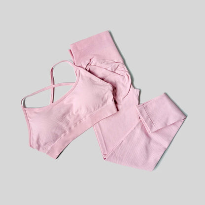 Yoga Set Workout Sets Women Tracksuit Gym Push Up Fitness Running Workout Sportswear Back Cross Sport Bra Leggings Shorts Suit