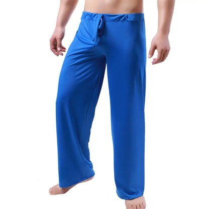 Men Yoga Pants Solid Color Elastic Waistband Low-waisted Trousers Fitness Training Joggers Loose Slacks Beach Casual Sport Pants