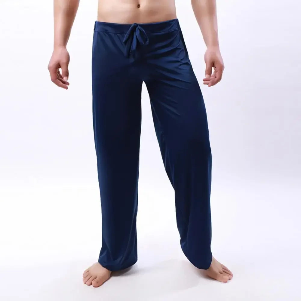 Men Yoga Pants Low Waist Drawstring Straight Loose Pajama Pants Thin Sports Comfortable Elastic Waist Men Sports Trousers