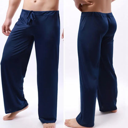 Men Yoga Pants Solid Color Elastic Waistband Low-waisted Trousers Fitness Training Joggers Loose Slacks Beach Casual Sport Pants